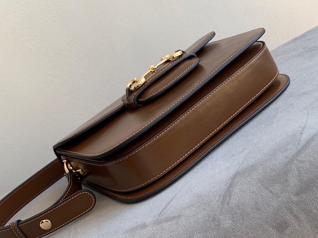 {Style No: GRLN5TFK} GG 1955 Horsebit Bag 25cm Brown Calfskin Gold Hardware - Image 8