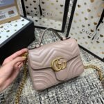 {Style No: TTK3OIW2} GG Marmont 21cm Mini Top Dark Beige Calfskin Gold Hardware