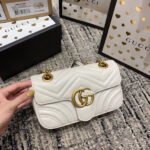 {Style No: BMGURU7A} GG Marmont 22cm White Calfskin Gold Hardware