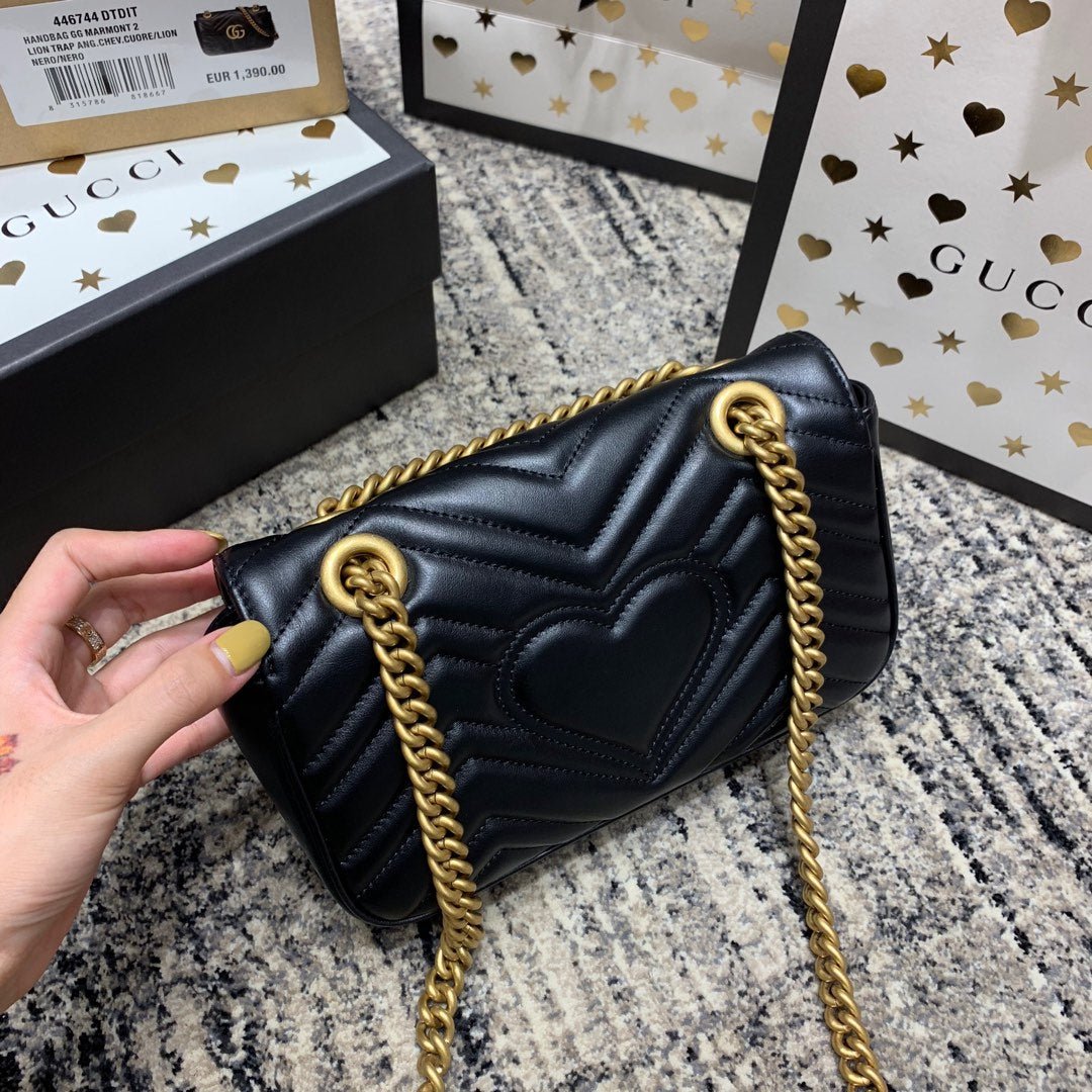 {Style No: AJAPFQ8T} GG Marmont 22cm Black Calfskin Gold Hardware - Image 3