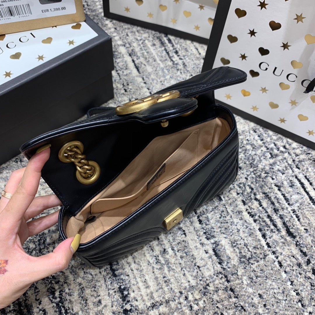 {Style No: AJAPFQ8T} GG Marmont 22cm Black Calfskin Gold Hardware - Image 6