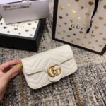 {Style No: WN1R6FKZ} GG Marmont Mini 16.5cm White Calfskin Gold Hardware