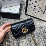 {Style No: Z85TPOZV} GG Marmont Mini 16.5cm Black Calfskin Gold Hardware
