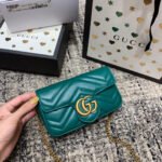{Style No: L963COB9} GG Marmont Mini 16.5cm Turquoise Calfskin Gold Hardware